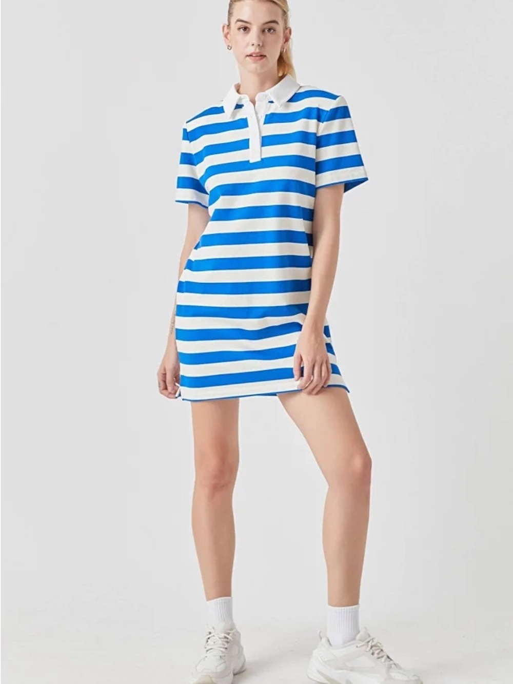 Grey Lab Stripe Collar Mini Dress